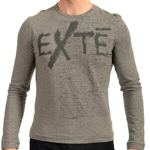 Exte Men's Multi-Color Striped Logo Print Long Sleeve T-Shirt US S IT 48